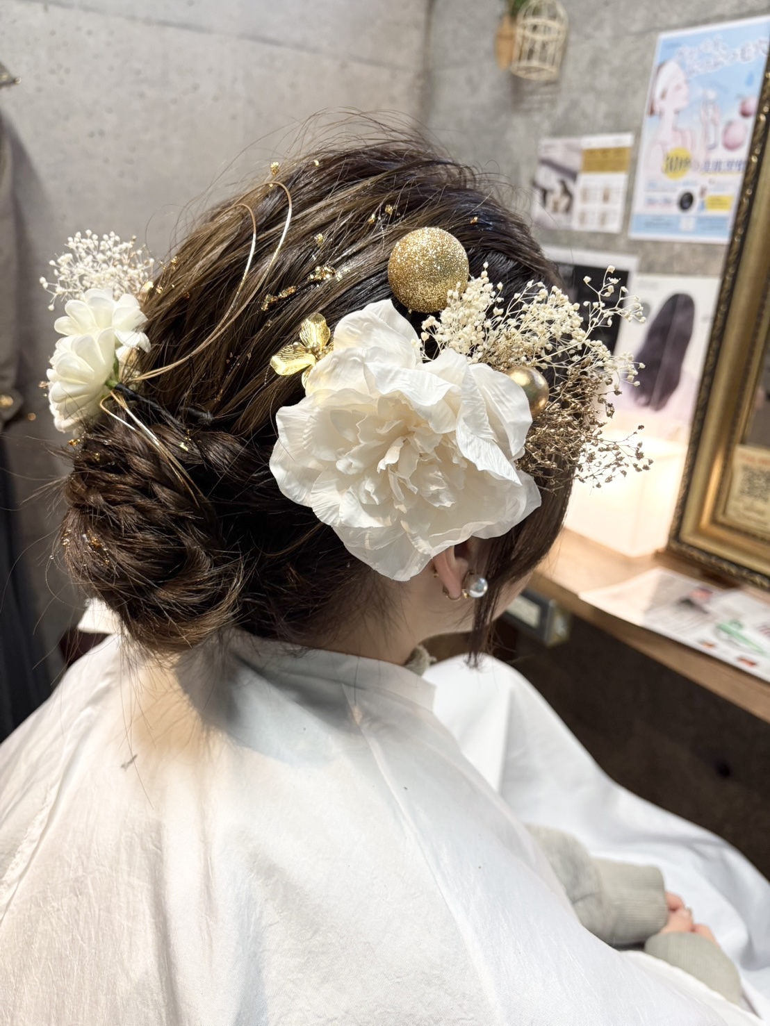 お団子アレンジ　ヘアセット　成人式前撮り　　人気スタイリスト　ランキングが高い美容院　白髪染め　ハゲ予防　美革ストレート　岐阜柳津町　ヘアーラウル