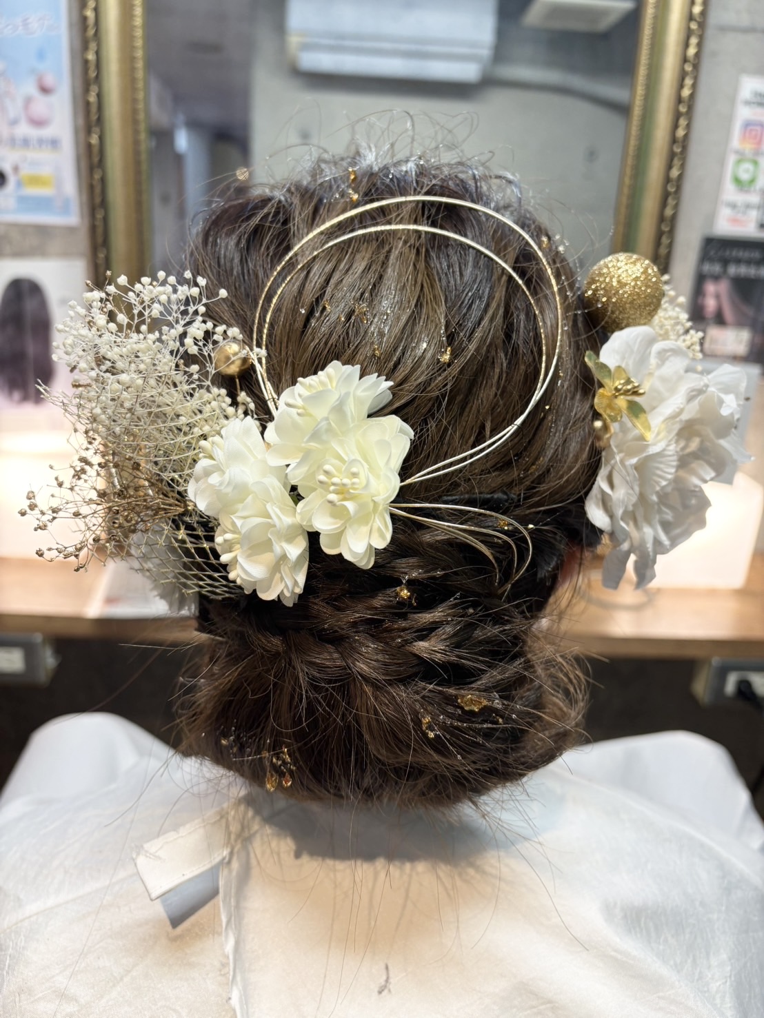 お団子アレンジ　ヘアセット　成人式前撮り　　人気スタイリスト　ランキングが高い美容院　白髪染め　ハゲ予防　美革ストレート　岐阜柳津町　ヘアーラウル