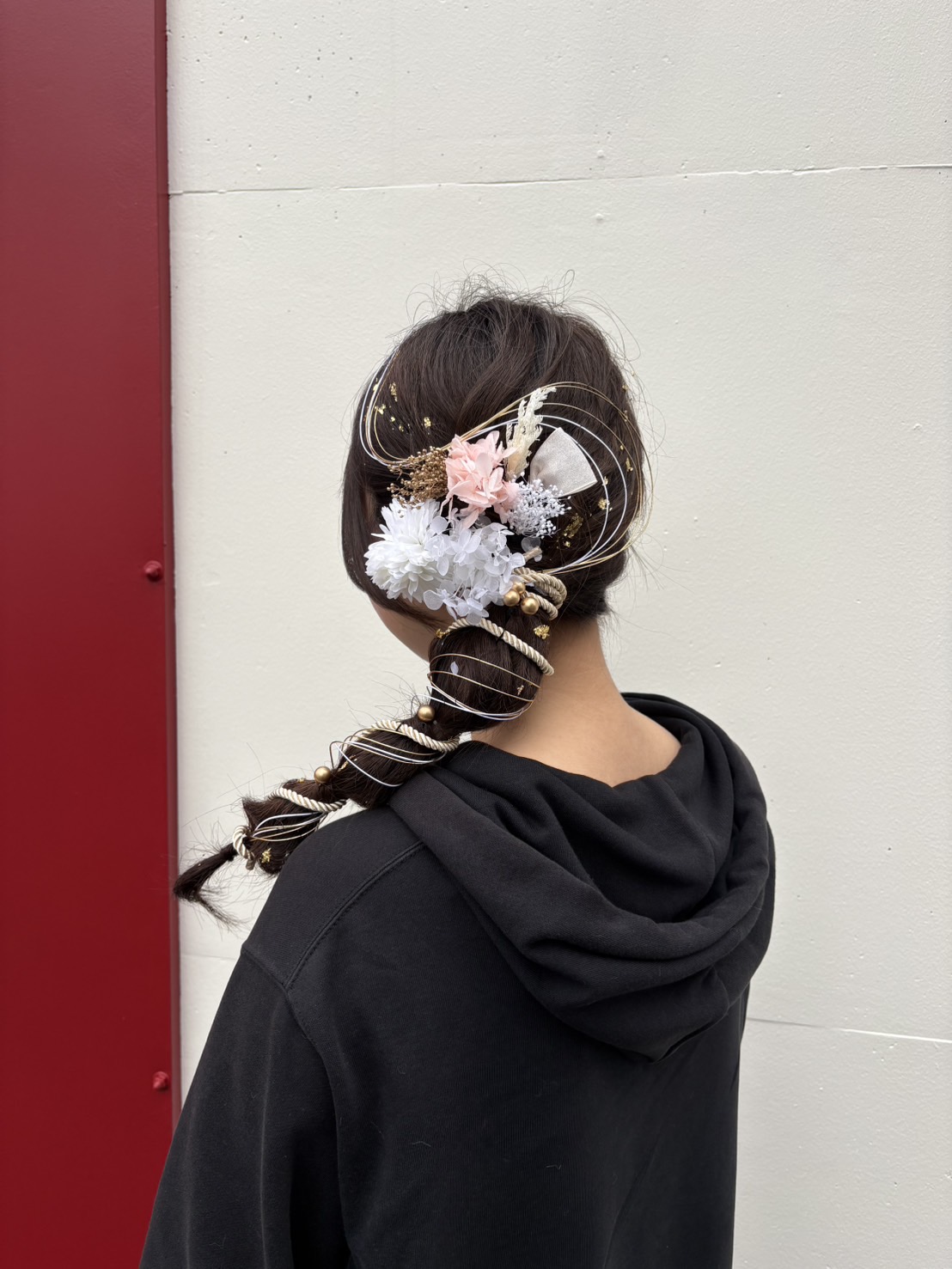 ツインテール三つ編みアレンジ　成人式　前撮り　ヘアアレンジ　人気スタイリスト　ランキングが高い美容院　白髪染め　ハゲ予防　美革ストレート　岐阜柳津町　ヘアーラウル