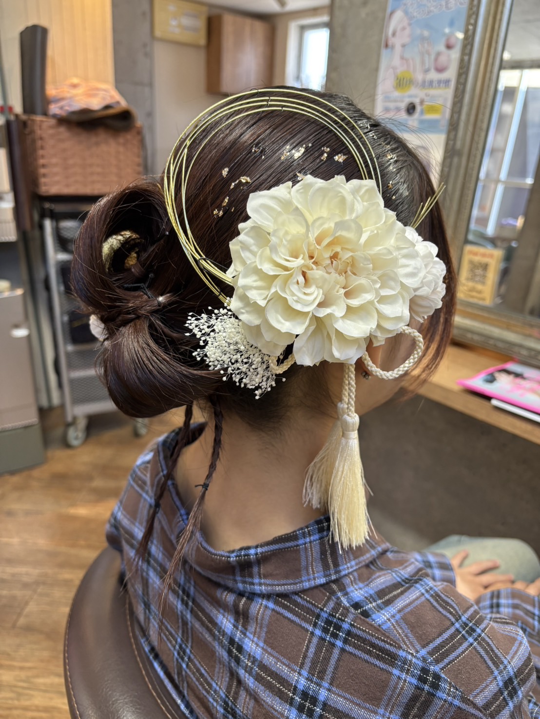 リボンアレンジ　成人式　前撮り　ヘアアレンジ　人気スタイリスト　ランキングが高い美容院　白髪染め　ハゲ予防　美革ストレート　岐阜柳津町　ヘアーラウル
