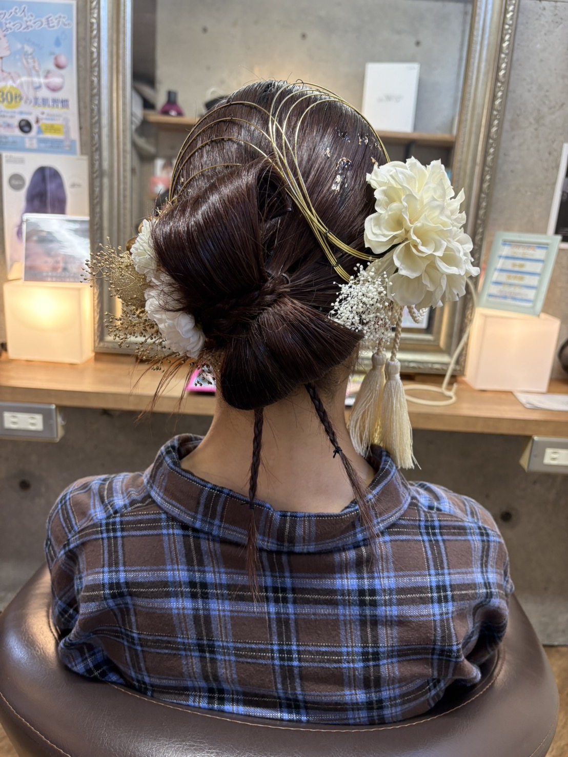 リボンアレンジ　成人式　前撮り　ヘアアレンジ　人気スタイリスト　ランキングが高い美容院　白髪染め　ハゲ予防　美革ストレート　岐阜柳津町　ヘアーラウル